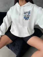 3 İplik Şardonlu Oversize Kafa Baskılı Sweat Beyaz (Beden: M) - Görsel 5