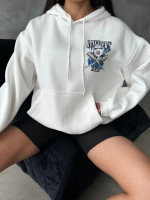 3 İplik Şardonlu Oversize Kafa Baskılı Sweat Beyaz (Beden: M) - Görsel 2