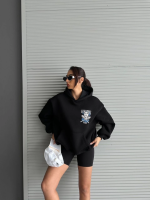 3 İplik Şardonlu Oversize Kafa Baskılı Sweat Siyah (Beden: M) - Görsel 2