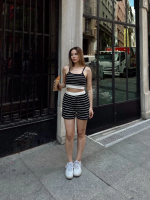 Çizgili Şortlu Takım Siyah S3978 (Beden: S) - Görsel 3