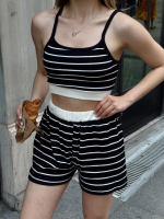 Çizgili Şortlu Takım Siyah S3978 (Beden: Xl) - Görsel 2