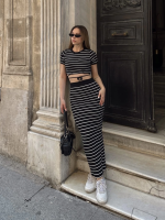 Çizgili Etekli Takım Siyah S3609 (Beden: M)