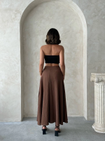 Uzun Astarlı Etek S255043 Kahve (Beden: L) - Görsel 4