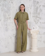 Kuşaklı Gömlek Yaka Salaş Tulum Haki S255822 (Beden: M)