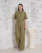 Kuşaklı Gömlek Yaka Salaş Tulum Haki S255822 (Beden: M) - Görsel 6