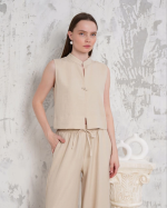 Broşlu Yelek Pantolon Takım Bej S255821 (Beden: S) - Görsel 2
