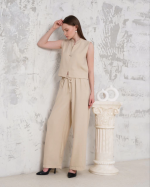 Broşlu Yelek Pantolon Takım Bej S255821 (Beden: M) - Görsel 6