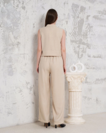 Broşlu Yelek Pantolon Takım Bej S255821 (Beden: M) - Görsel 5