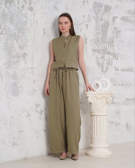 Broşlu Yelek Pantolon Takım Haki S255821 (Beden: S)