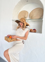 Uzun Etekli Bluz Takım Keten Krem S255852 (Beden: S)