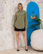 Relax Fit Keten Gömlek Haki S255349 (Beden: S) - Görsel 5