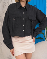 Kemer Cepli Keten Crop Gömlek Siyah S255350 (Beden: S)