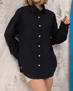 Relax Fit Keten Gömlek Siyah S255349 (Beden: M) - Görsel 4