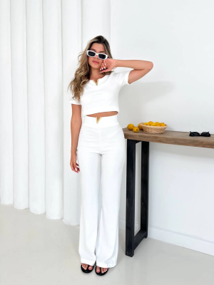 V Aksesuarlı Ottoman Takım Beyaz S255850 (Beden: S)