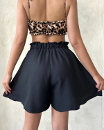 Volanlı Keten Şort Siyah S255058 (Beden: M) - Görsel 2