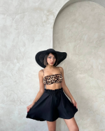 Volanlı Keten Şort Siyah S255058 (Beden: M) - Görsel 3