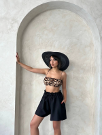 Volanlı Keten Şort Siyah S255058 (Beden: M) - Görsel 6