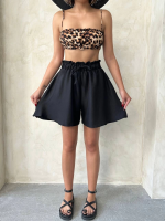 Volanlı Keten Şort Siyah S255058 (Beden: M) - Görsel 8