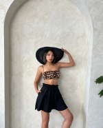 Volanlı Keten Şort Siyah S255058 (Beden: M) - Görsel 7