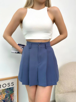 Pileli Atlas Mini Etek S24820 Indigo (Beden: M)