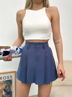 Pileli Atlas Mini Etek S24820 Indigo (Beden: M) - Görsel 5