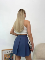 Pileli Atlas Mini Etek S24820 Indigo (Beden: M) - Görsel 6