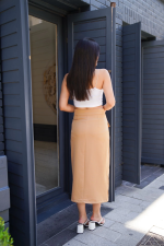 Uzun Düğmeli Etek Bej (Beden: S) - Görsel 4