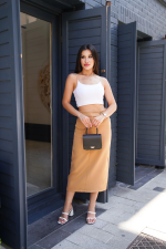 Uzun Düğmeli Etek Bej (Beden: M) - Görsel 2