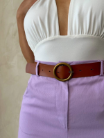 Kemerli Gabardin Şort Lila S25735 (Beden: S) - Görsel 7