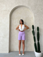 Kemerli Gabardin Şort Lila S25735 (Beden: S) - Görsel 2