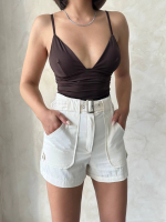 Kemer Detaylı Gabardin Şort Krem S25289 (Beden: S) - Görsel 5