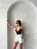 Kemer Detaylı Gabardin Şort Krem S25289 (Beden: S) - Görsel 2