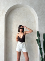 Kemer Detaylı Gabardin Şort Krem S25289 (Beden: M) - Görsel 4