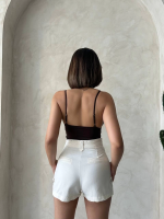 Kemer Detaylı Gabardin Şort Krem S25289 (Beden: L) - Görsel 3