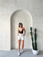 Kemer Detaylı Gabardin Şort Krem S25289 (Beden: Xl) - Görsel 7