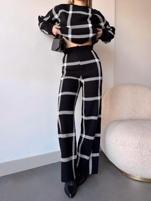 Ekoseli Triko Takım Siyahbeyaz (Beden: Standart)