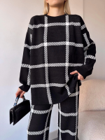 Ekoseli Triko Takım Siyahbeyaz (Beden: Standart) - Görsel 4