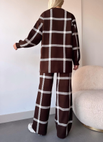 Ekoseli Triko Takım Kahvebeyaz (Beden: Standart) - Görsel 3