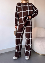 Ekoseli Triko Takım Kahvebeyaz (Beden: Standart) - Görsel 2