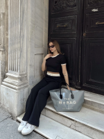 Crop Pantolon Biyeli Takım Siyah (Beden: M) - Görsel 3