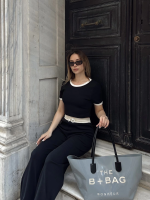 Crop Pantolon Biyeli Takım Siyah (Beden: L) - Görsel 6