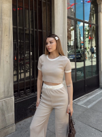 Crop Pantolon Biyeli Takım Bej (Beden: M) - Görsel 6