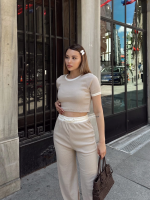 Crop Pantolon Biyeli Takım Bej (Beden: M) - Görsel 4