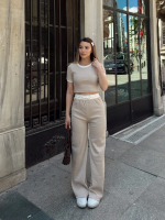 Crop Pantolon Biyeli Takım Bej (Beden: L)