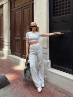 Crop Pantolon Biyeli Takım Gri (Beden: S) - Görsel 5