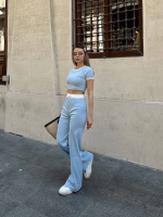 Crop Pantolon Biyeli Takım Mavi (Beden: M) - Görsel 3