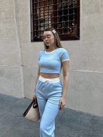 Crop Pantolon Biyeli Takım Mavi (Beden: M) - Görsel 6