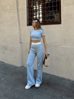 Crop Pantolon Biyeli Takım Mavi (Beden: L) - Görsel 2