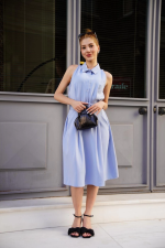 Gömlek Yaka Kemerli Elbise Mavi S255061 (Beden: M) - Görsel 7