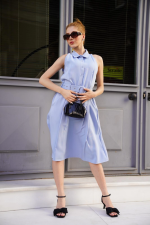 Gömlek Yaka Kemerli Elbise Mavi S255061 (Beden: L) - Görsel 8